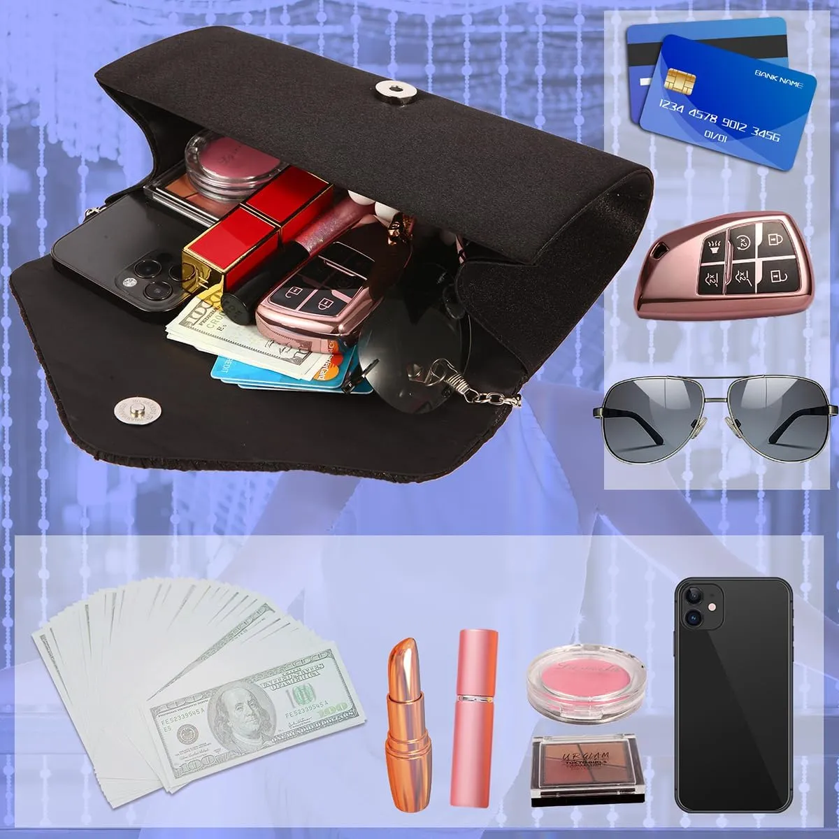 BBjinronjy Clutch Purses for Women Evening Bag Formal Rhinestone Handbags for Wedding Party Cocktail Prom Dinner
