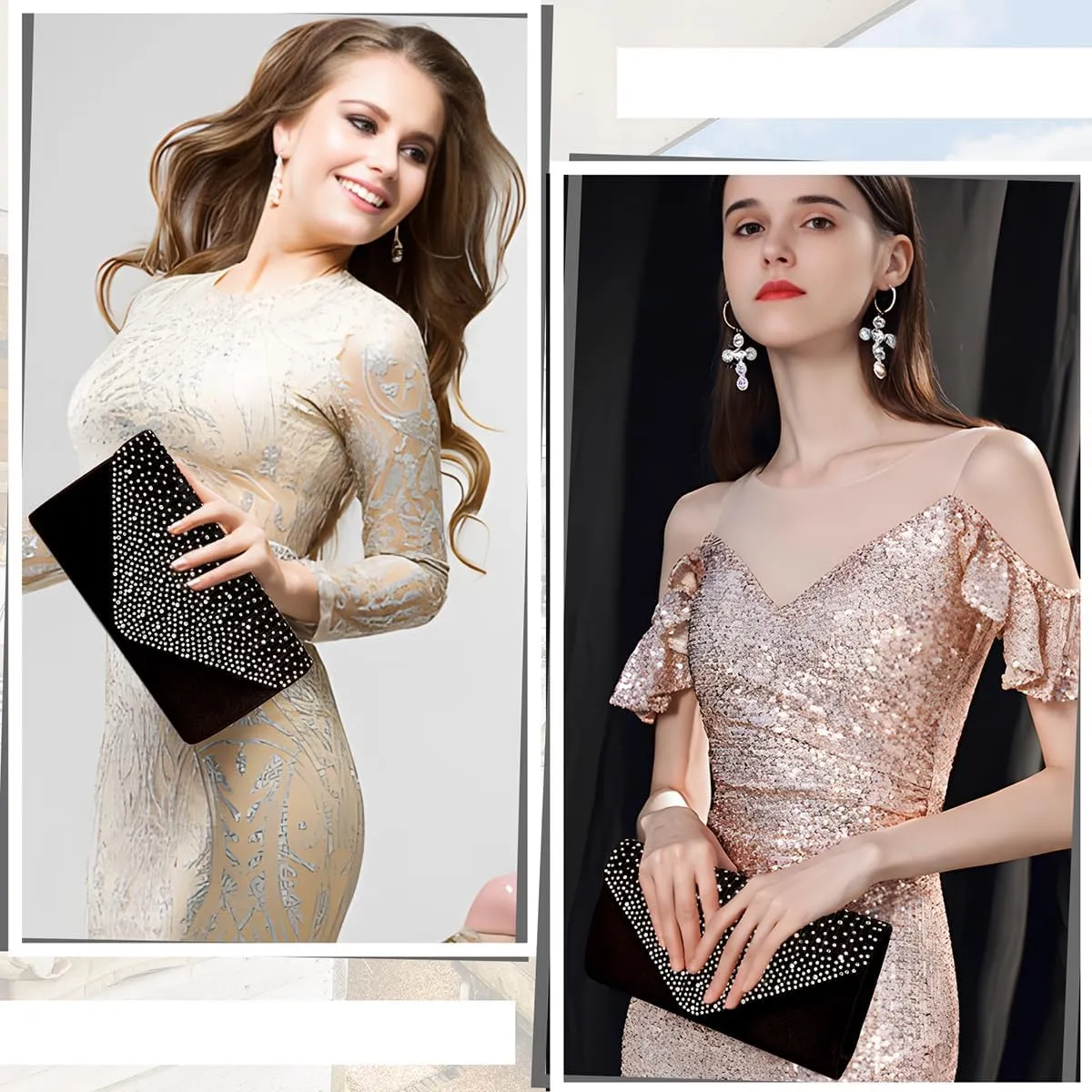 BBjinronjy Clutch Purses for Women Evening Bag Formal Rhinestone Handbags for Wedding Party Cocktail Prom Dinner