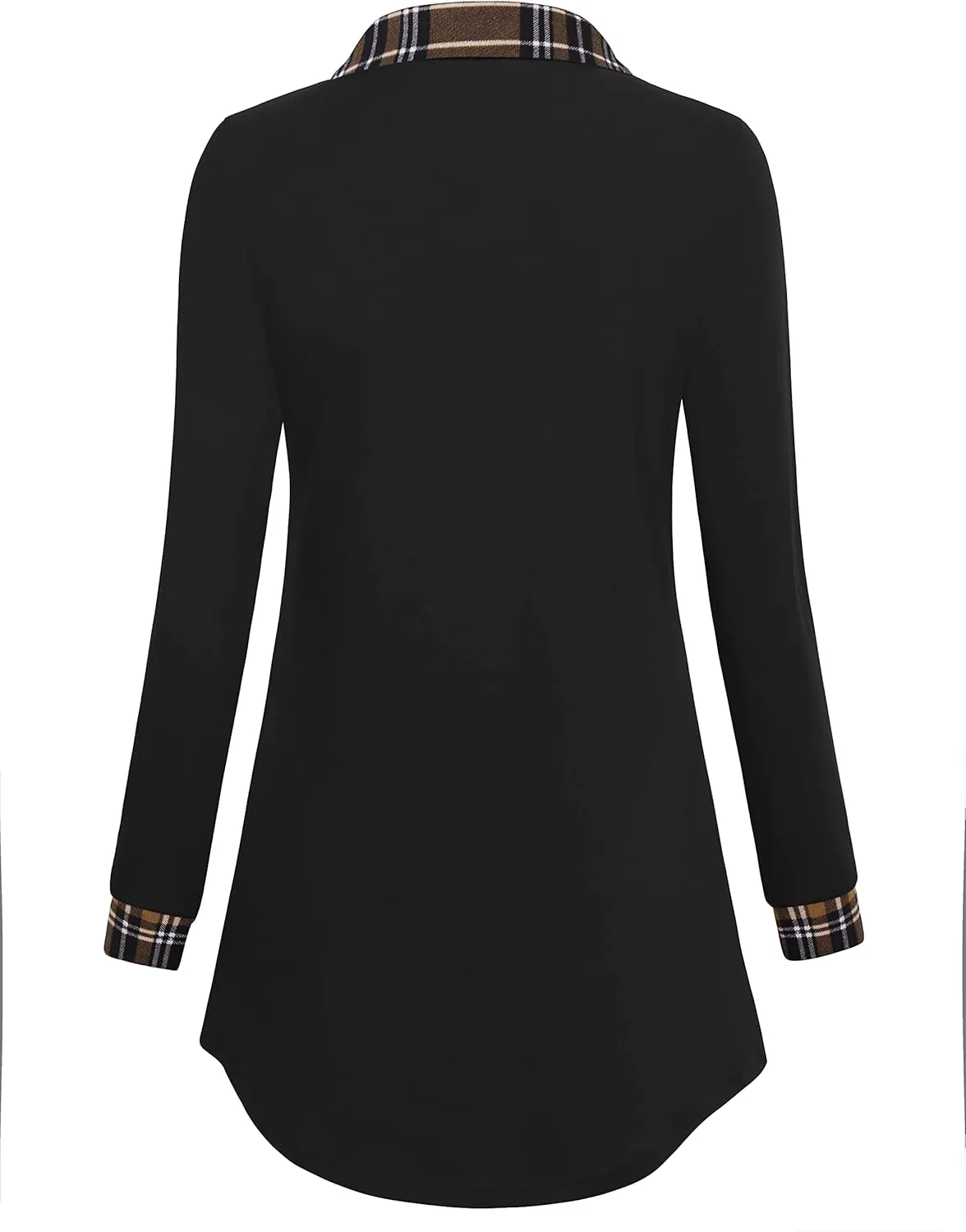 Bebonnie Womens Long Sleeve Casual Lapel V Neck Pullover Tunic Blouse Tops with Buttons