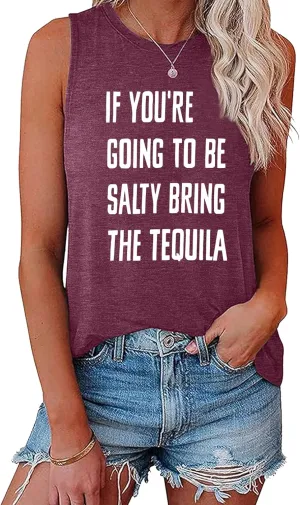 BLACKMYTH Women Funny IF You're Going Tank Top Sleeveless Graphic Workout Tunic