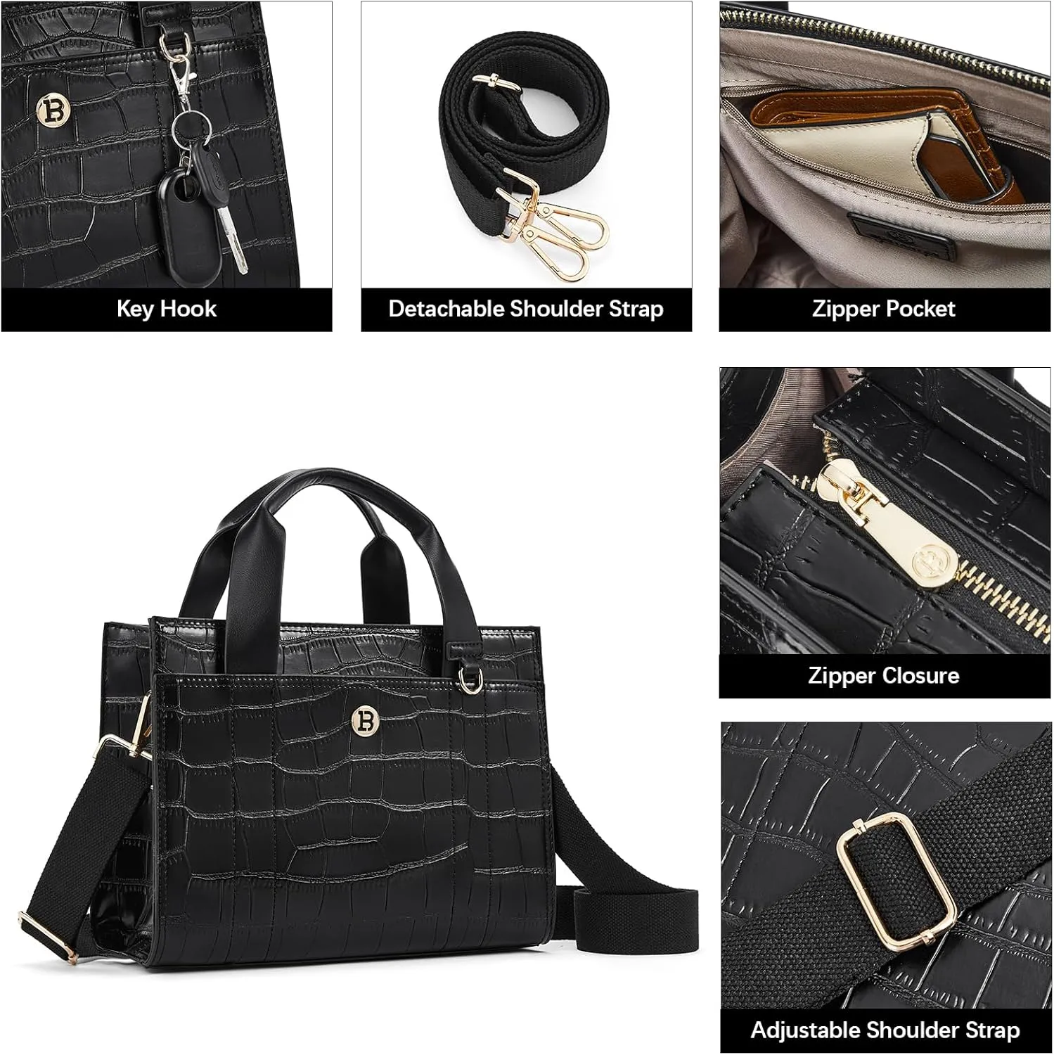 BOSTANTEN Small Tote Bag for Women Crossbody Trendy Purses Vegan Leather Satchel Handbags with Shoulder Strap