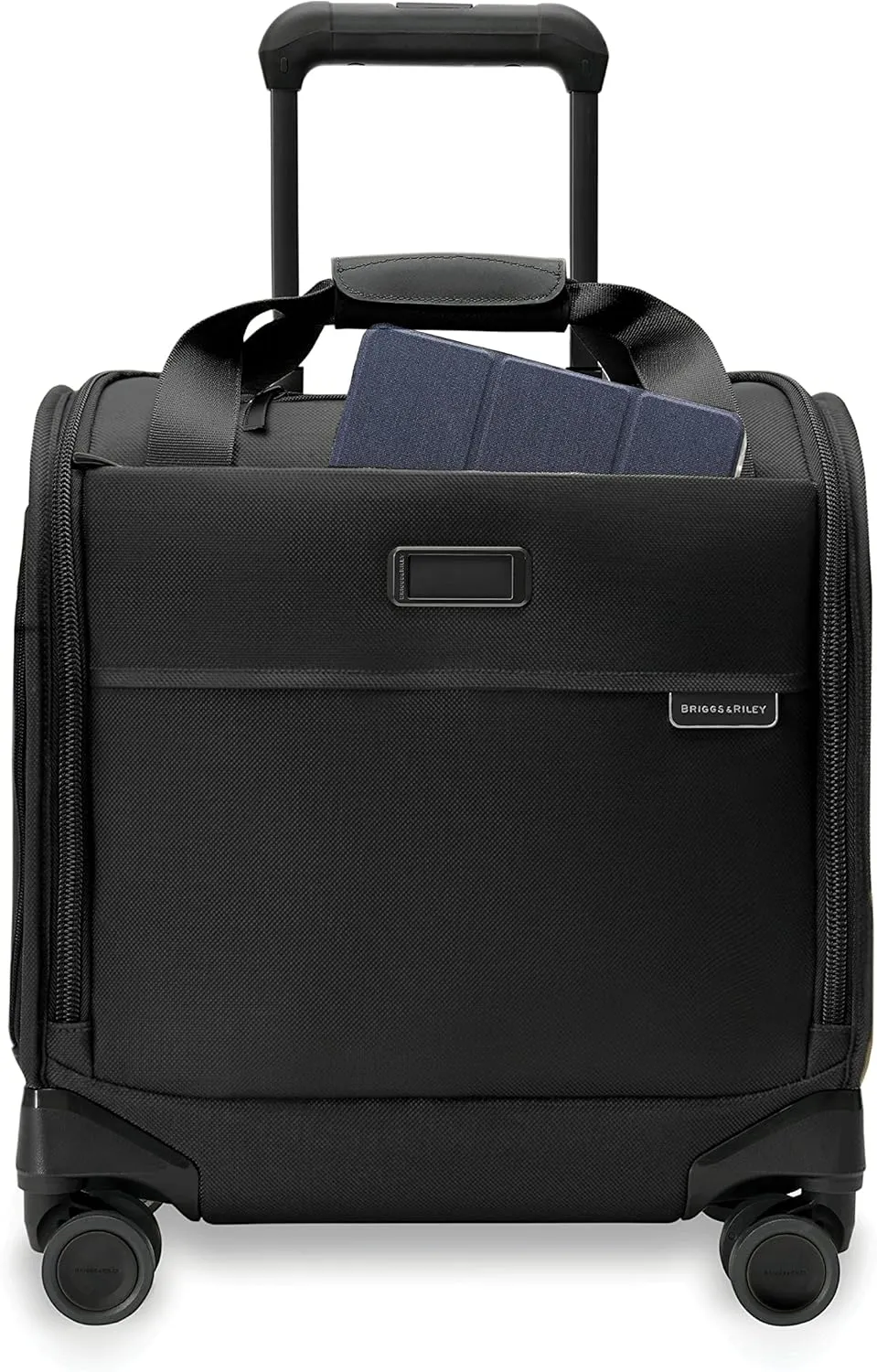 Briggs & Riley Cabin Spinner - Carry On Luggage for Travel, Suitcases with Wheels, Softside Rolling Bag for Men & Women, Fits Under Plane Seat, Interlocking Handle - Baseline Collection, Black