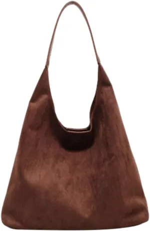 Brown Suede Bag, Hobo Tote Bag for Women, Suede Shoulder Bag Slouchy Bag,Office Casual Tote Handbag Clutch Bag