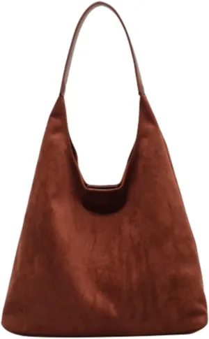 Brown Suede Bag, Hobo Tote Bag for Women, Suede Shoulder Bag Slouchy Bag,Office Casual Tote Handbag Clutch Bag