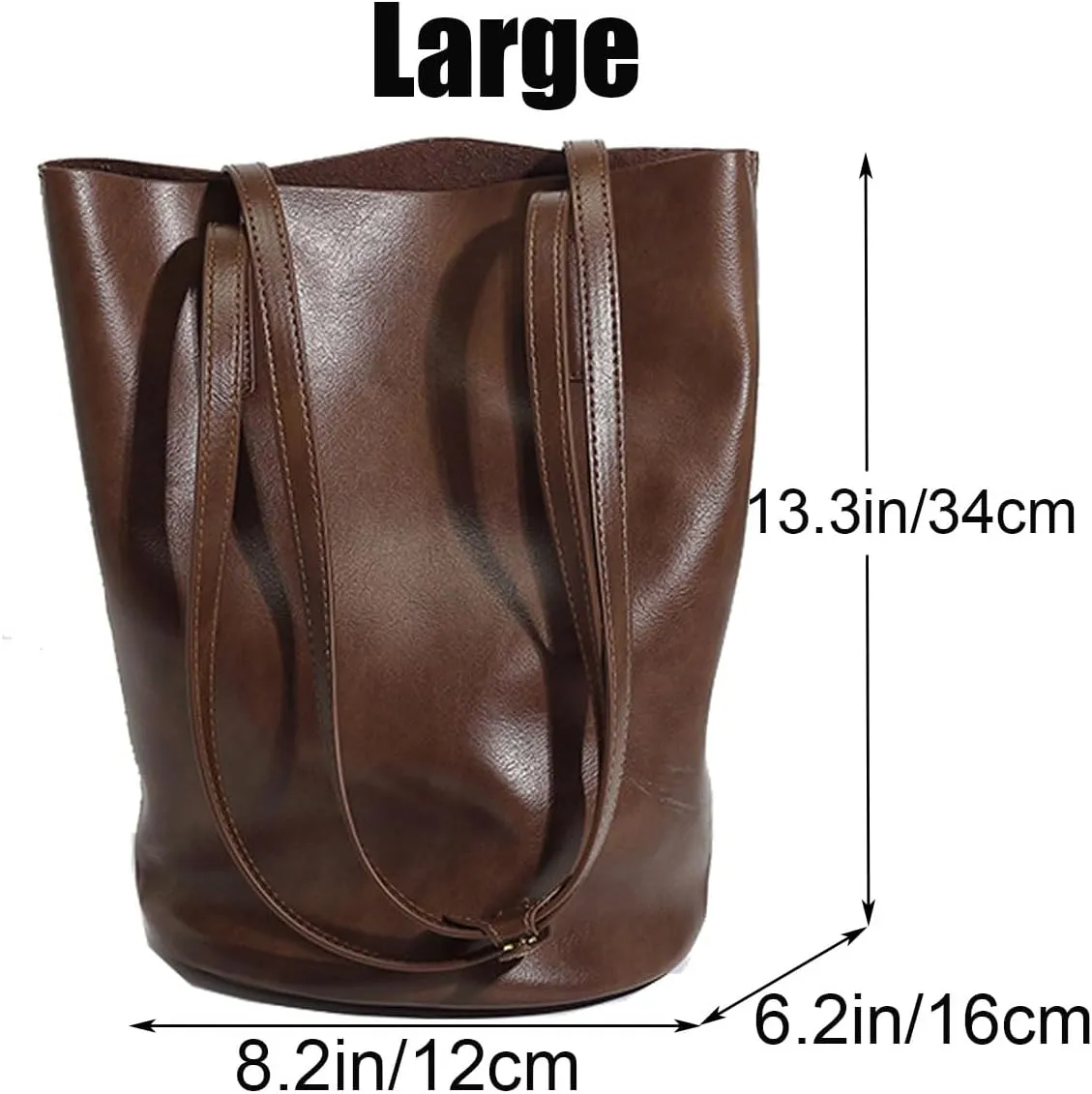 Bucket Bag for Women Leather Shoulder Bag Designer Handbag Fashion Tote Long Style Top-Handle Bag Hobo Bag Purse