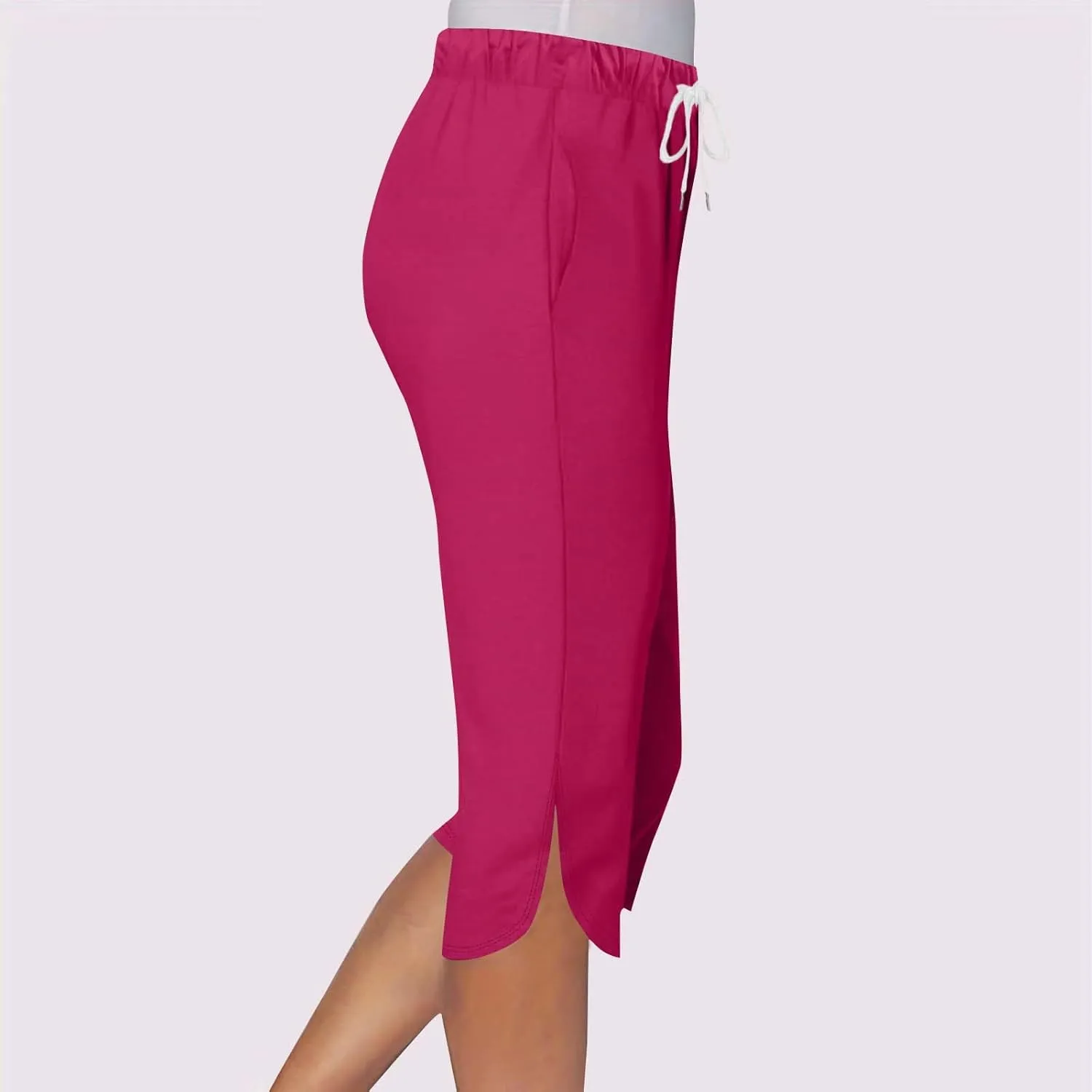 Capri Pants for Women Casual Summer Drawstring Elastic Waist Capris Split Hem Stretch Pant 2025 Trendy Clothes