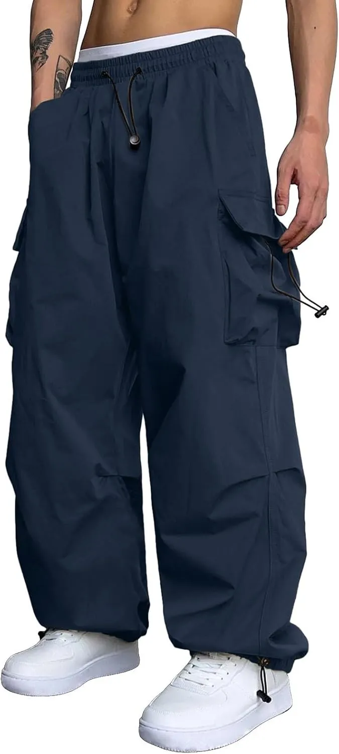 Cargo Combat Pant for Men Casual Work Pant Elastic Waist Cotton Joggers Multi Pockets
