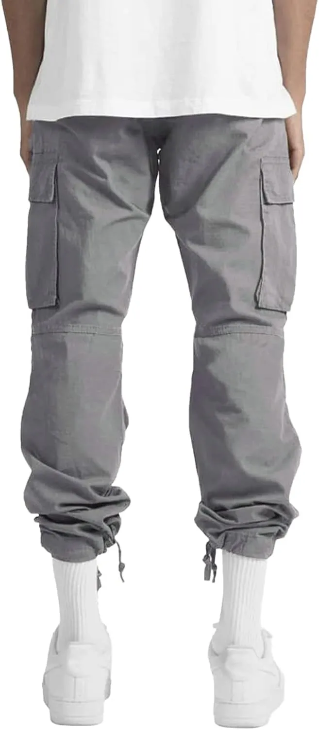 Cargo Sweatpants for Men Big and Tall Waist Plaid Casual Pants Gym Workout Athletic Pants Mens Outdoors Jogger Pants