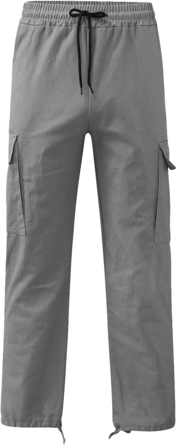 Cargo Sweatpants for Men Big and Tall Waist Plaid Casual Pants Gym Workout Athletic Pants Mens Outdoors Jogger Pants
