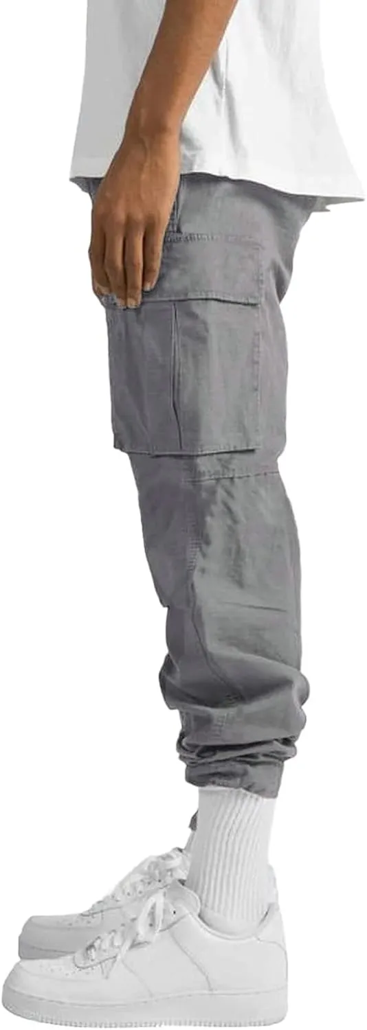 Cargo Sweatpants for Men Big and Tall Waist Plaid Casual Pants Gym Workout Athletic Pants Mens Outdoors Jogger Pants