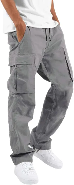 Cargo Sweatpants for Men Big and Tall Waist Plaid Casual Pants Gym Workout Athletic Pants Mens Outdoors Jogger Pants