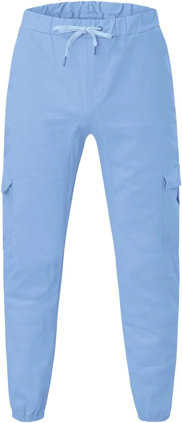 Cargo Sweatpants for Men Elastic Waist Muscle Slim Fit Athletic Pants Casual Outdoor Sports Tactical Hiking Pants