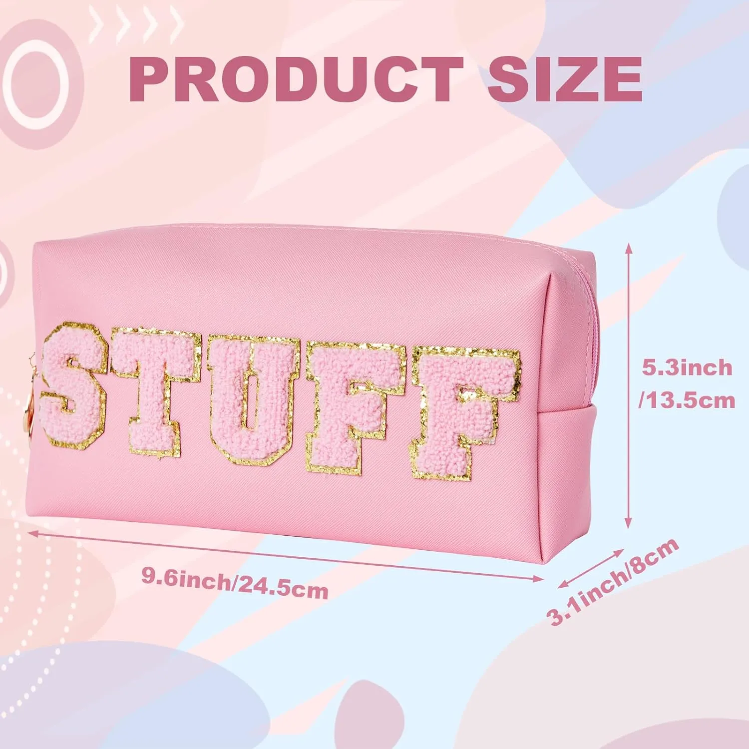 Christmas Gifts for Her Preppy Patch Stuff Portable Makeup Bag Bulk Cosmetic Bag Waterproof Travel Organizer Zipper Pouch Storage Purse for Women Girls Gift