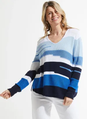 Chunky Cotton V-Neck Sweater-Sailor
