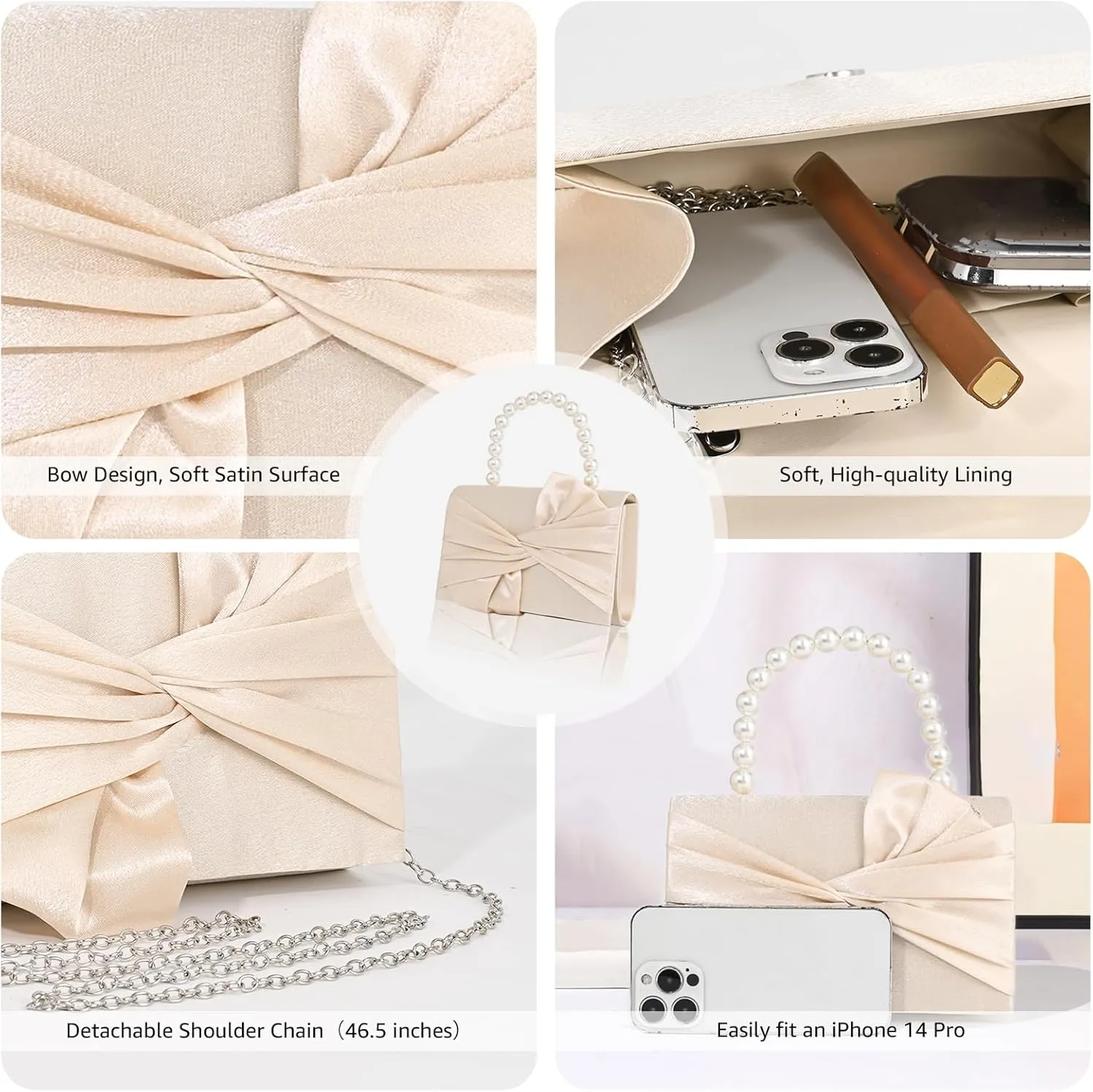 Clutch Purses for Women Evening Bag Wedding Handbags with Chain, Women's Small Clutch Cocktail Bag for Party Prom