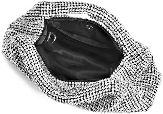 Clutch Purses for Women Silver Rhinestone Evening Bag Sparkling Handbags Shoulder Bag for Women