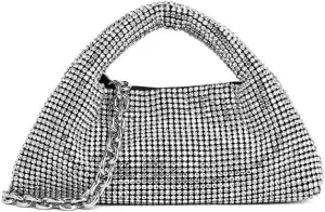 Clutch Purses for Women Silver Rhinestone Evening Bag Sparkling Handbags Shoulder Bag for Women