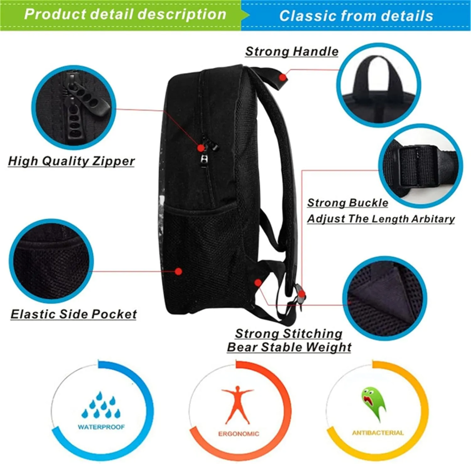Cristiano Ronaldo Bookbag Waterproof Classic Canvas Laptop Knapsack Lightweight Travel Outdoor Backpack
