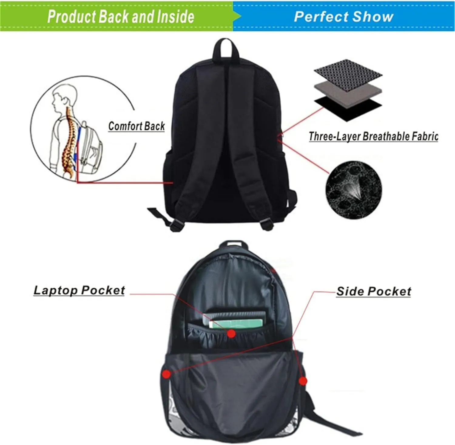 Cristiano Ronaldo Bookbag Waterproof Classic Canvas Laptop Knapsack Lightweight Travel Outdoor Backpack