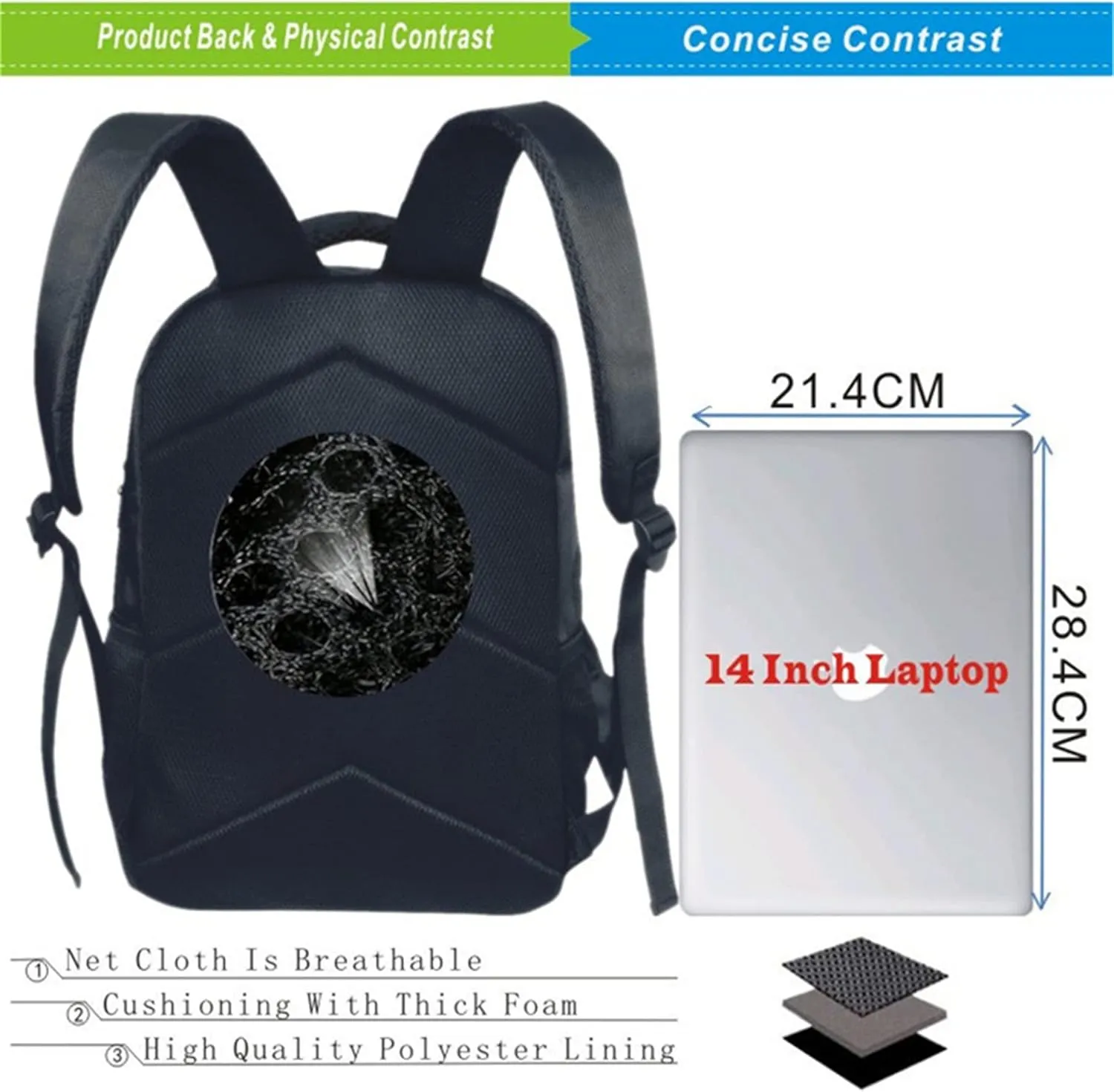 Cristiano Ronaldo Bookbag Waterproof Classic Canvas Laptop Knapsack Lightweight Travel Outdoor Backpack