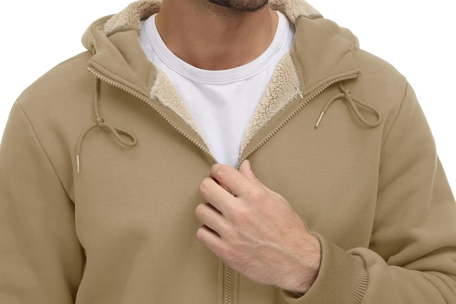 CRYSULLY Men's Sherpa Lined Jacket Fleece Full Zip Winter Hooded Sweatshirt Coats