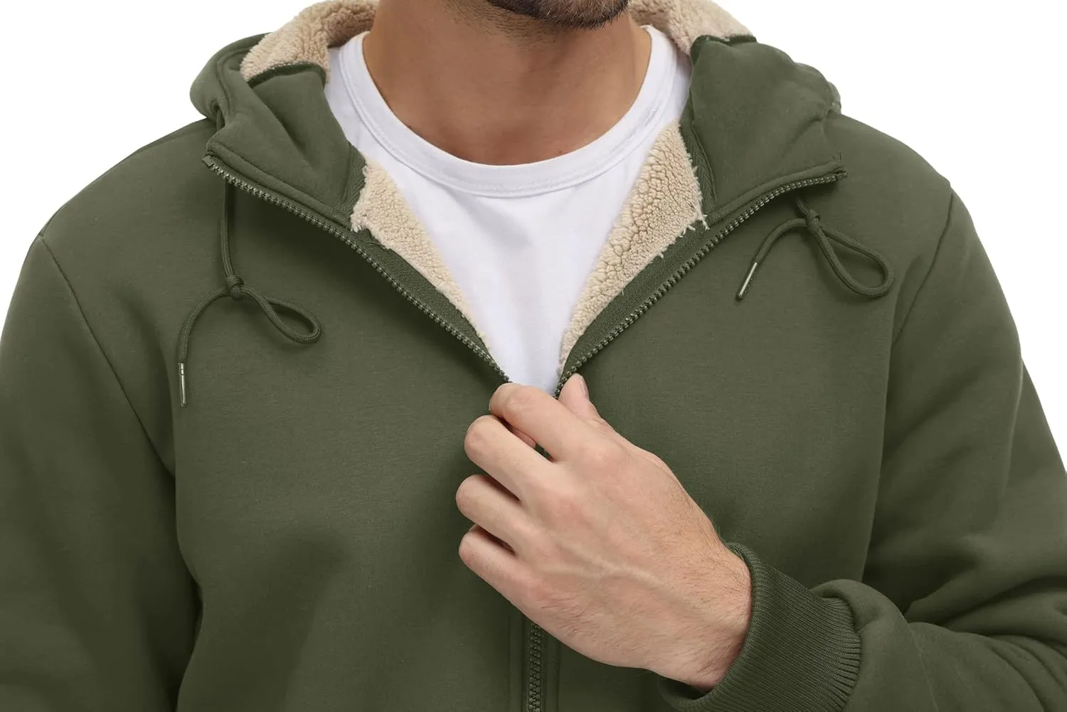 CRYSULLY Men's Sherpa Lined Jacket Fleece Full Zip Winter Hooded Sweatshirt Coats