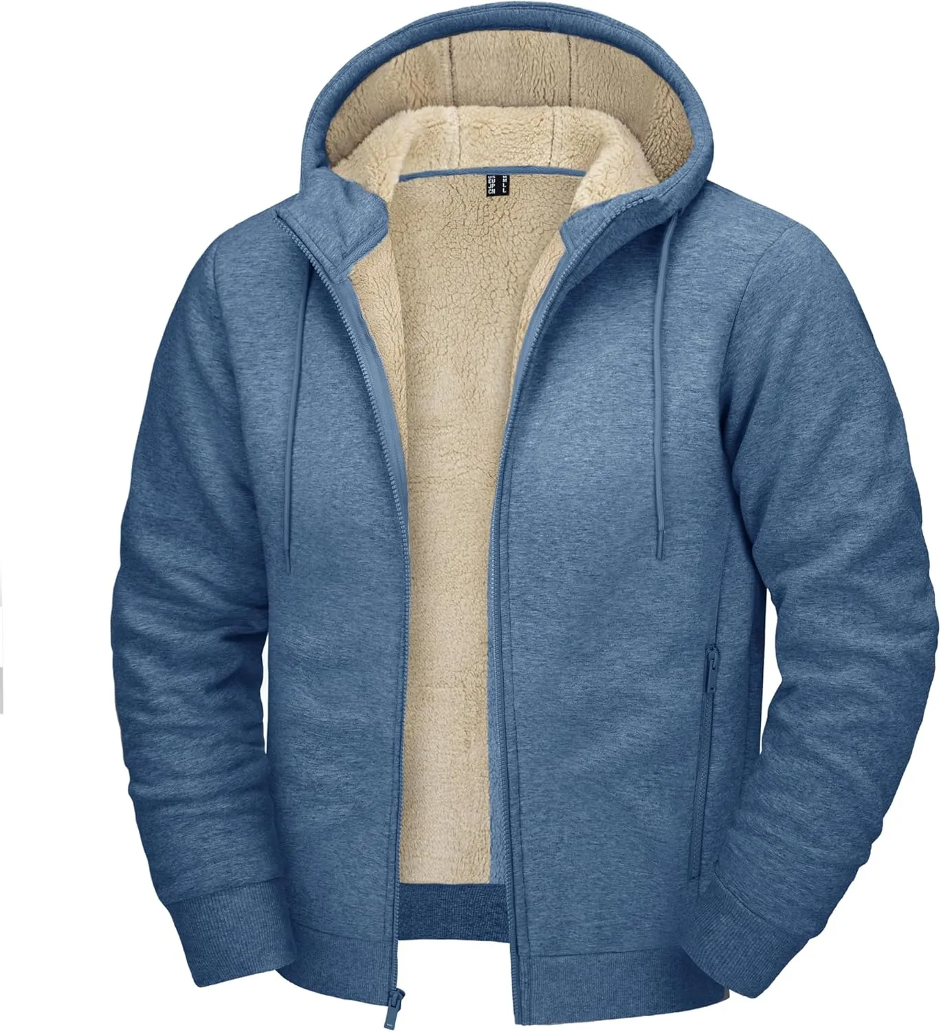CRYSULLY Men's Sherpa Lined Jacket Fleece Full Zip Winter Hooded Sweatshirt Coats