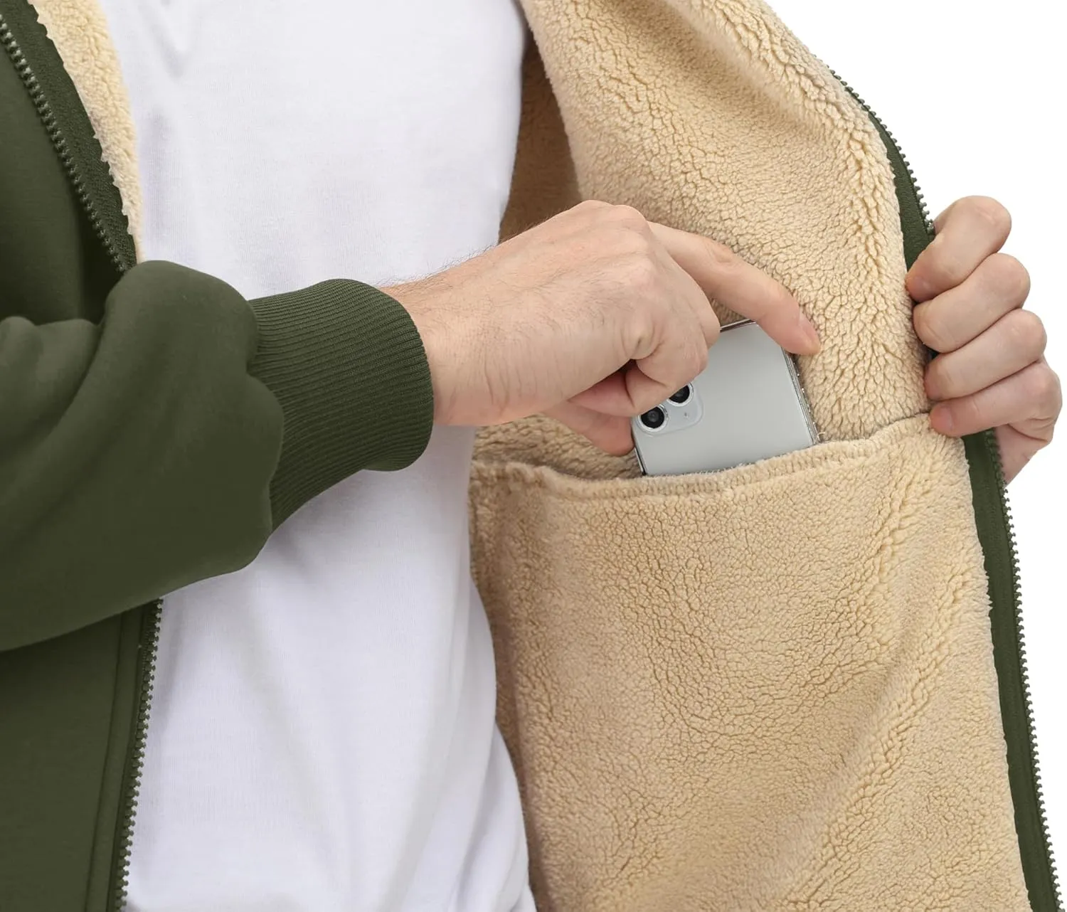 CRYSULLY Men's Sherpa Lined Jacket Fleece Full Zip Winter Hooded Sweatshirt Coats