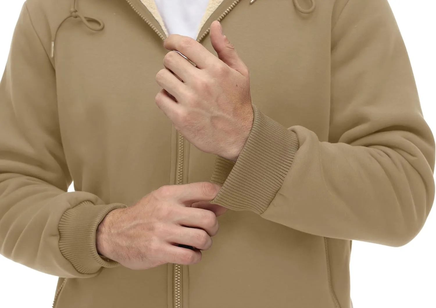 CRYSULLY Men's Sherpa Lined Jacket Fleece Full Zip Winter Hooded Sweatshirt Coats