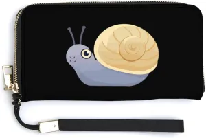 Cute Snail Wristlet Wallet for Women Long Purse Card Holder Handbag with Zipper
