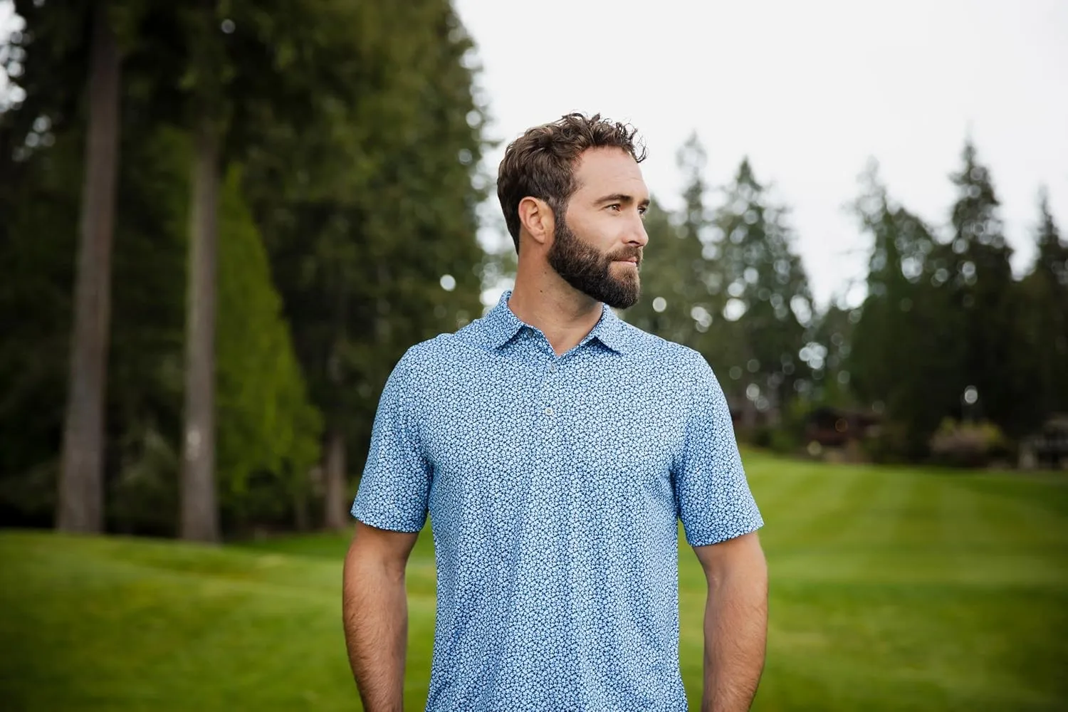 Cutter & Buck Pike Magnolia Print Stretch Men's Polo