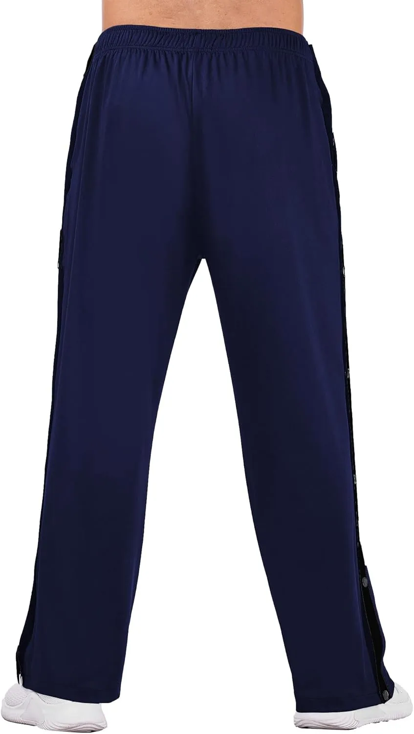 Deyeek Men's Tear Away Basketball Pants High Split Snap Button Casual Post-Surgery Sweatpants with Pockets