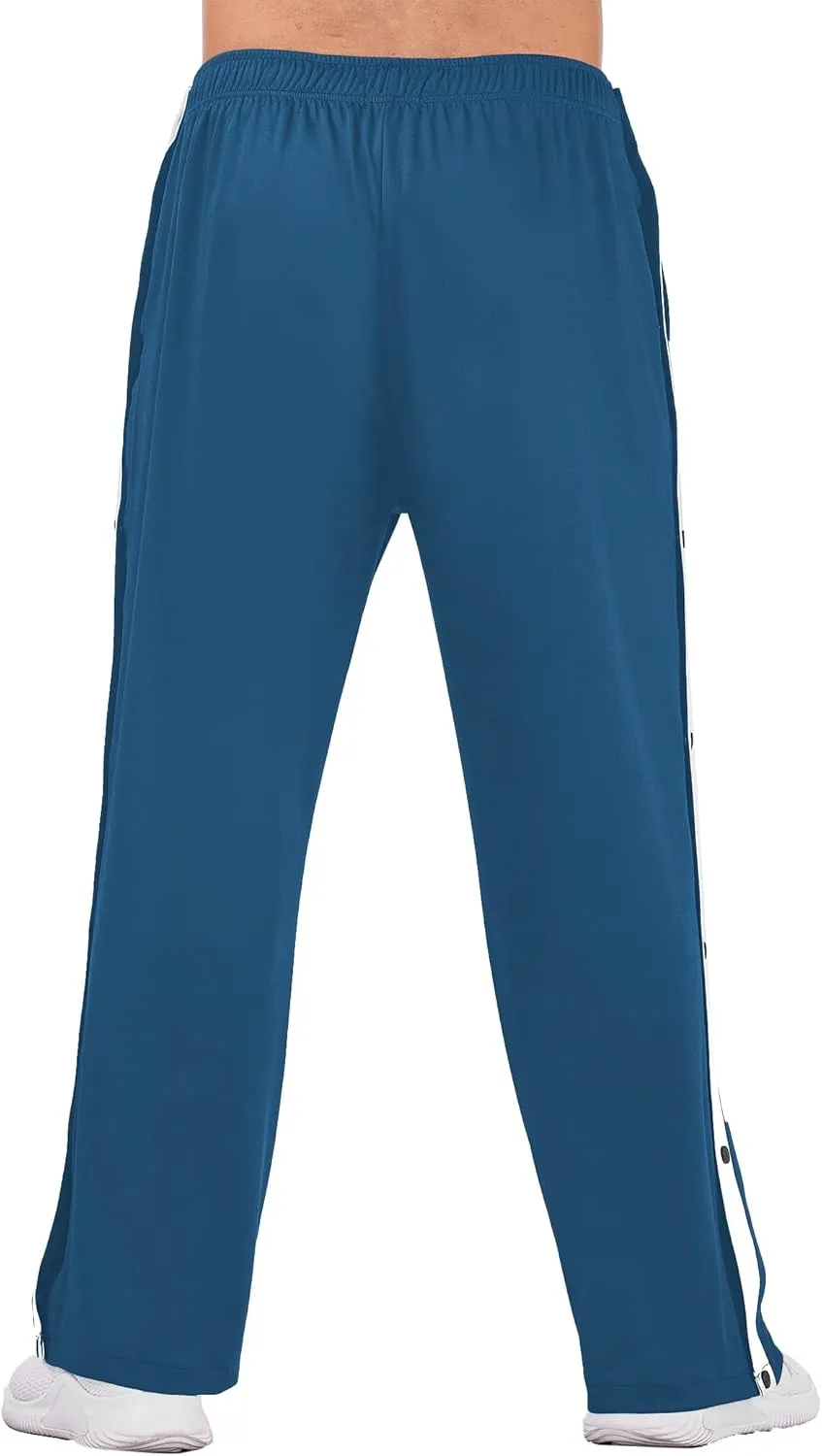 Deyeek Men's Tear Away Basketball Pants High Split Snap Button Casual Post-Surgery Sweatpants with Pockets
