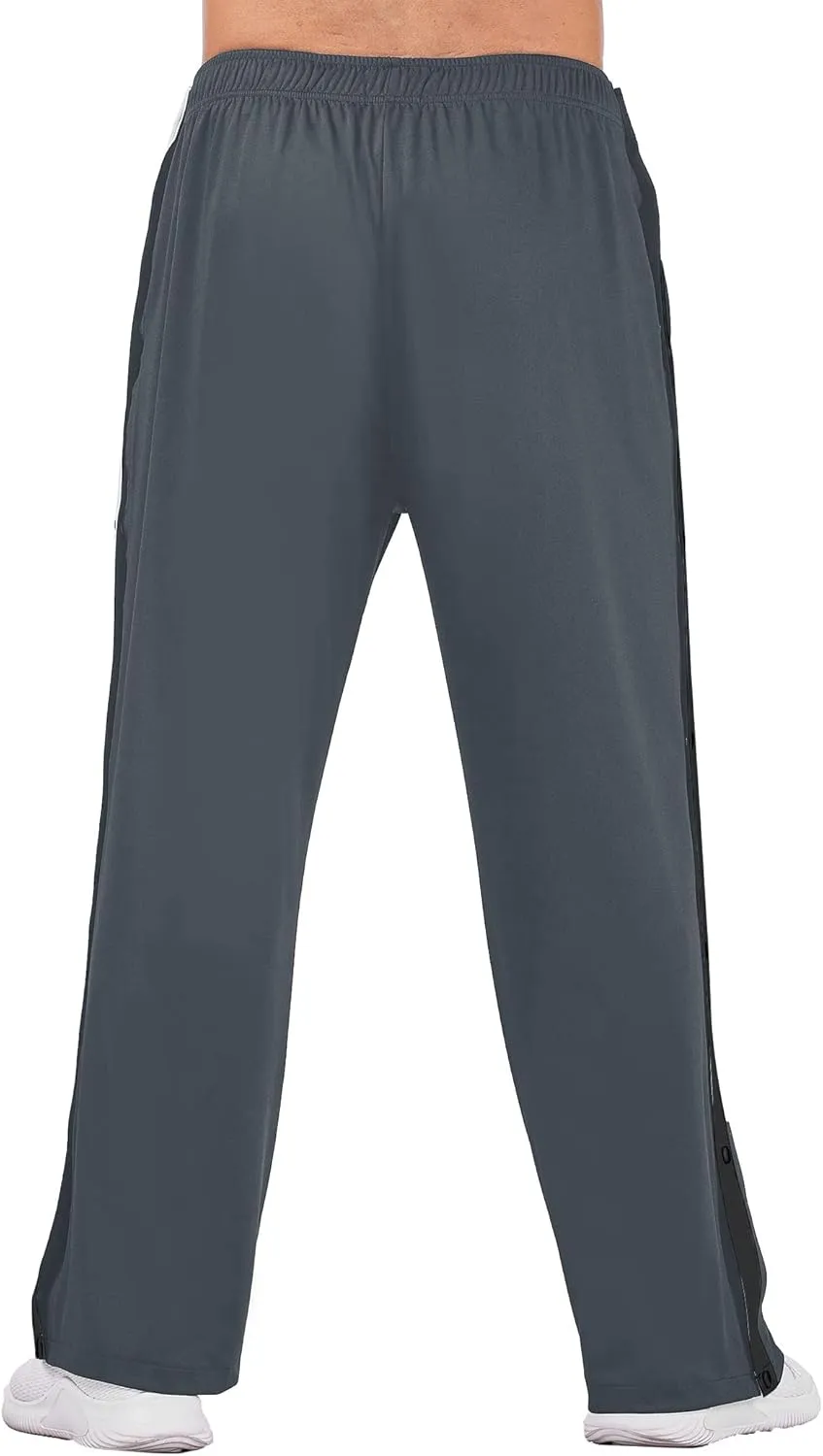 Deyeek Men's Tear Away Basketball Pants High Split Snap Button Casual Post-Surgery Sweatpants with Pockets
