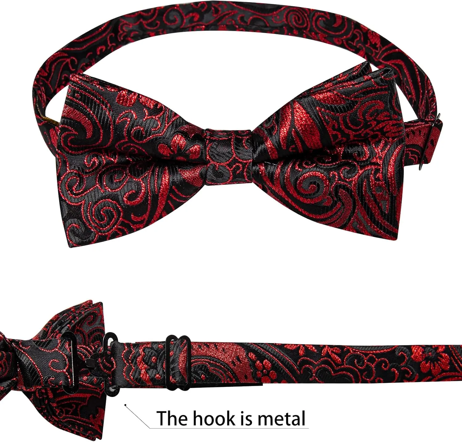 DiBanGu Mens Formal Dress Vest Paisley Jacquard Silk Suit Waistcoat Necktie Bow Tie Set Wedding Party Tuxedo 5PCS