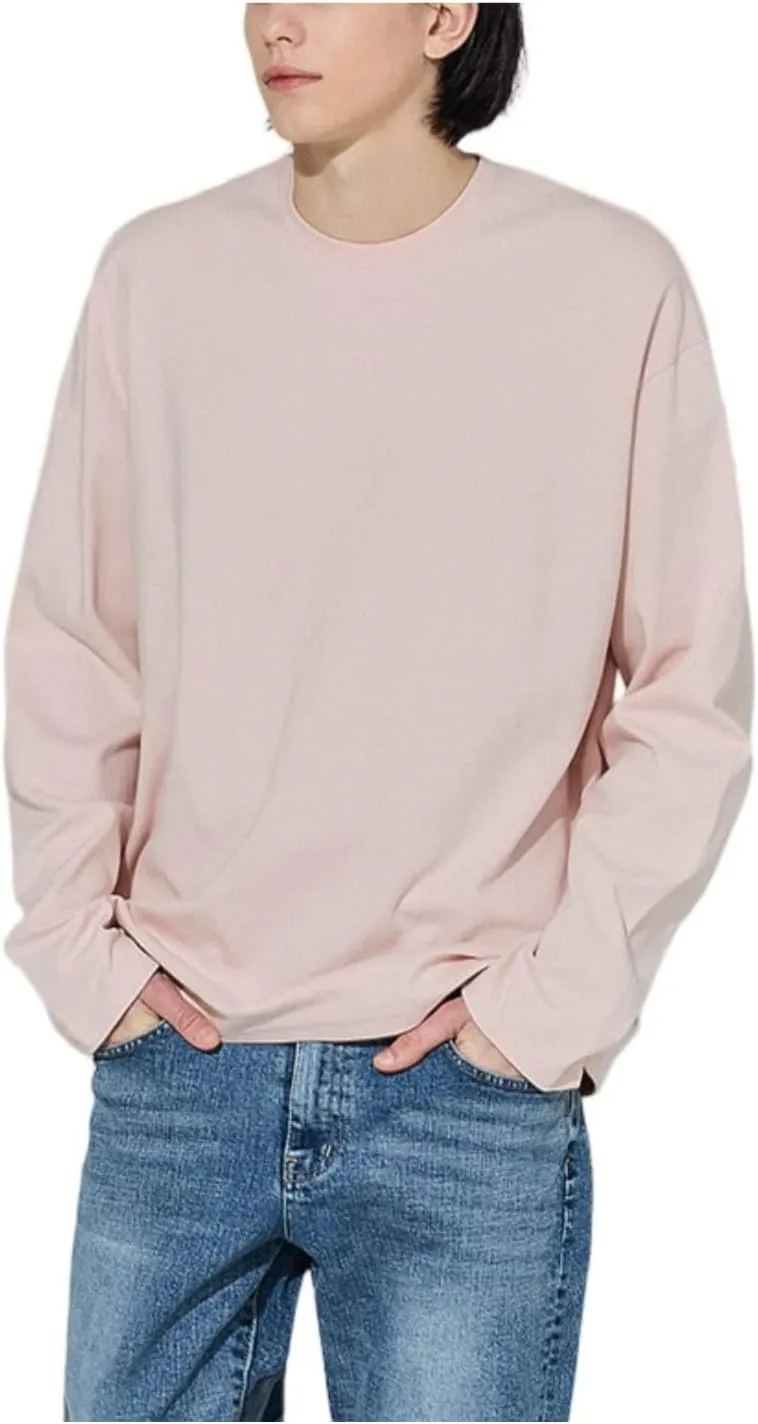 EDUARDO Men's T-Shirt Long-Sleeve Crew Neck Semi Over Relaxed Fit.