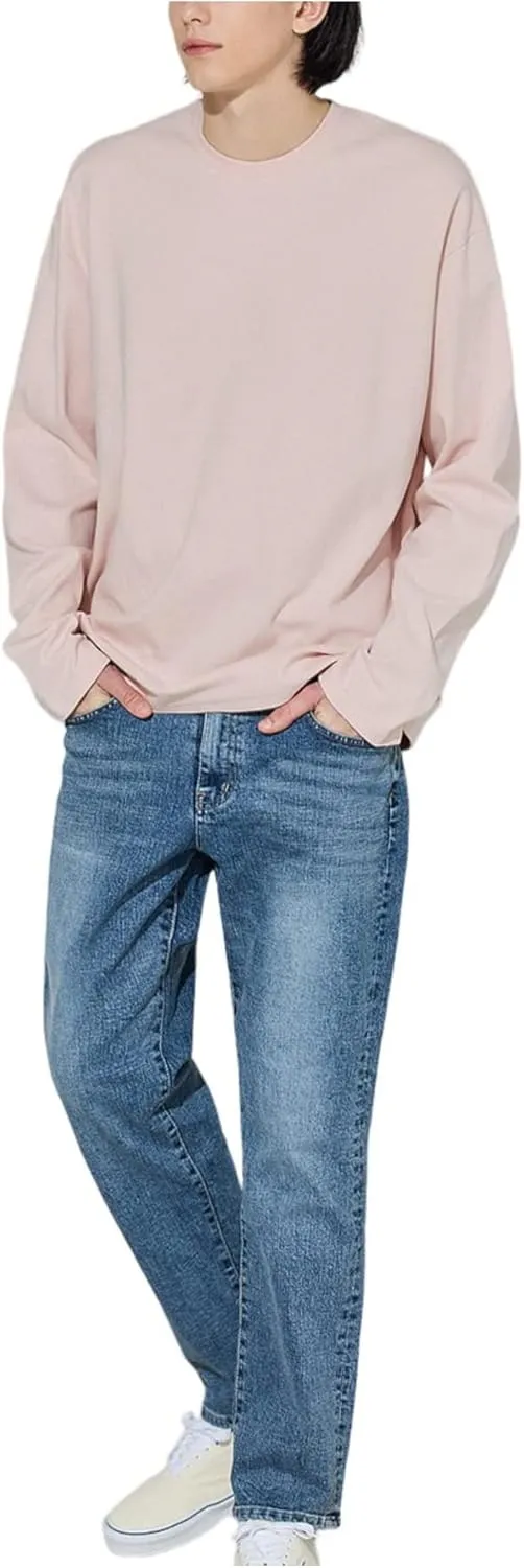EDUARDO Men's T-Shirt Long-Sleeve Crew Neck Semi Over Relaxed Fit.