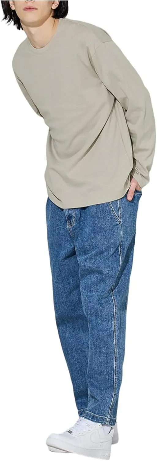 EDUARDO Men's T-Shirt Long-Sleeve Crew Neck Semi Over Relaxed Fit.