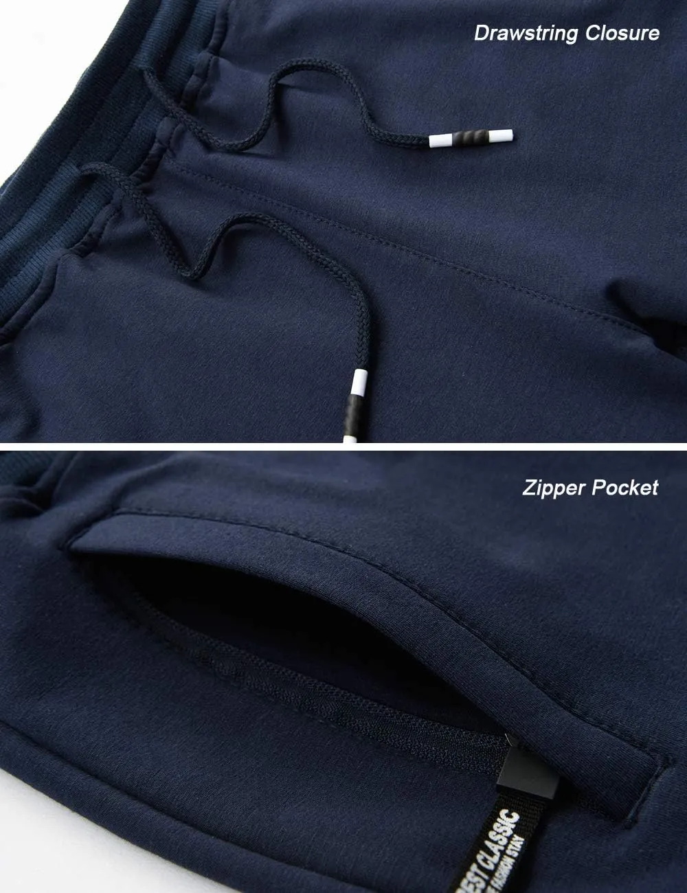EKLENTSON Men's 3/4 Jogger Capri Pants Elastic Waist Below Knee Shorts Workout Gym Running Sweatpants with Zip Pockets