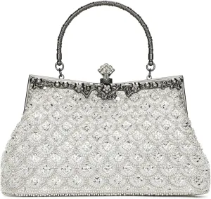 Evening Clutch Bag, Women Clutch Bag Small Handbag with Handle Ceremony Bag Wedding Rhinestone Handbags