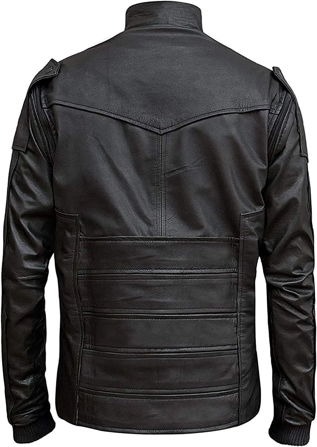 Fashion Straps Leather Jacket with Detachable Sleeves 2 in 1