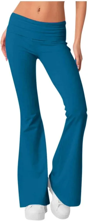 Flared Sweatpants Fold Over Yoga Pants High Waisted Plus Size Workout Leggings Fall Trouser Pants Tall