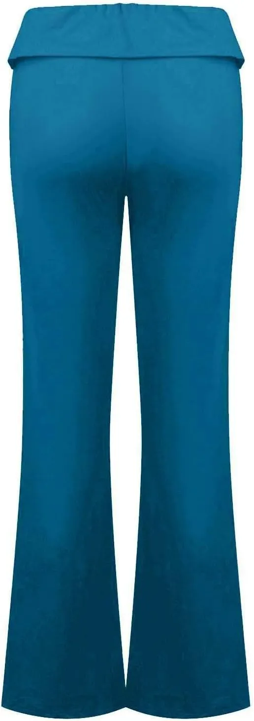 Flared Sweatpants Fold Over Yoga Pants High Waisted Plus Size Workout Leggings Fall Trouser Pants Tall