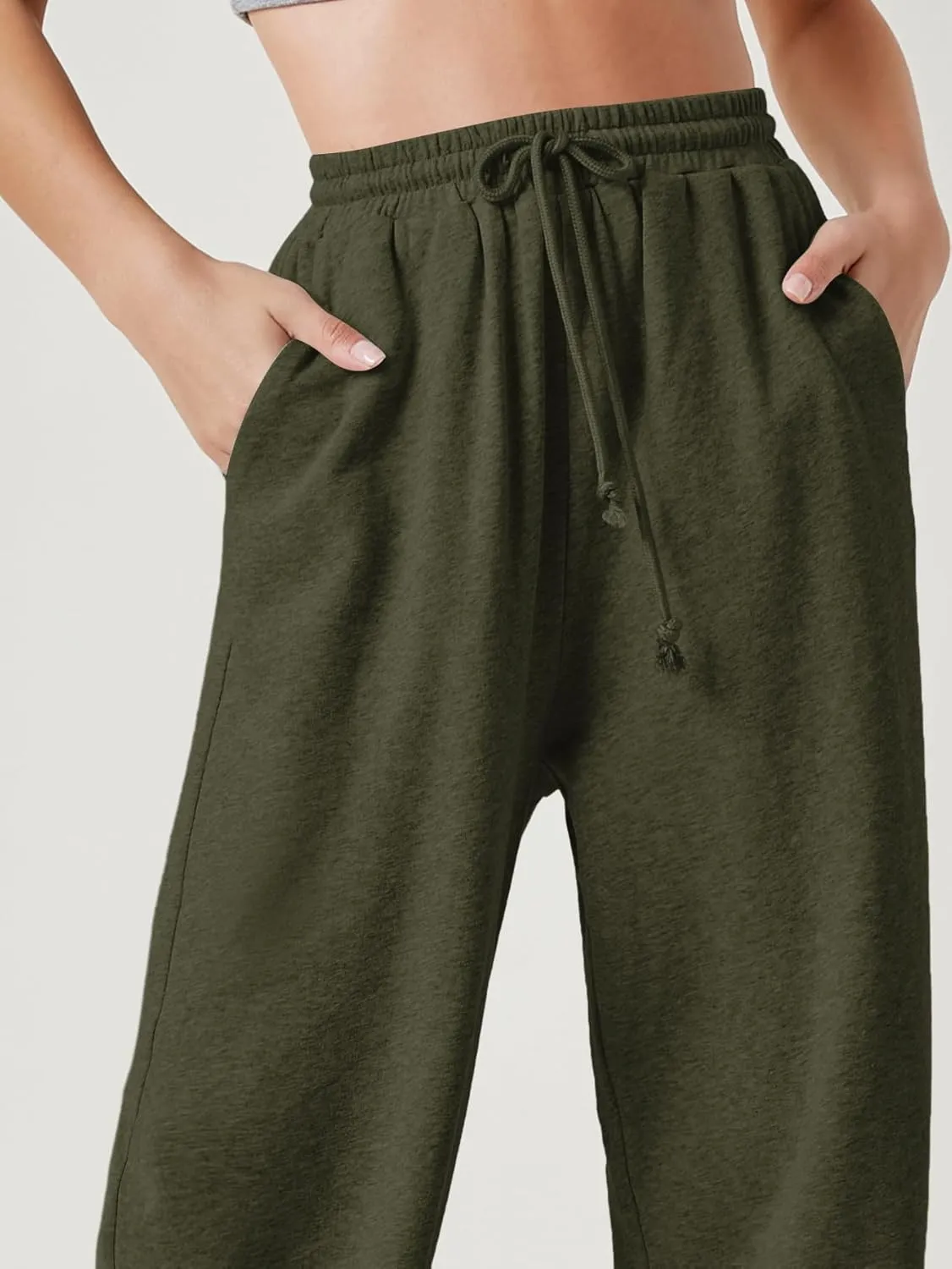 Floerns Womens Fall Drawstring High Waist Wide Leg Pants Sweatpants