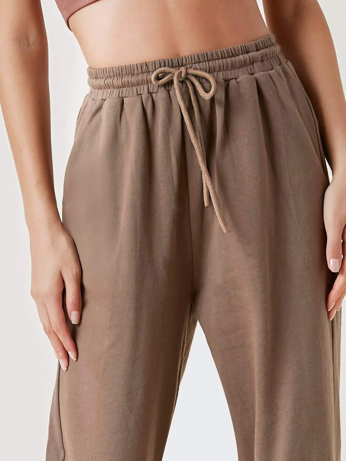 Floerns Womens Fall Drawstring High Waist Wide Leg Pants Sweatpants