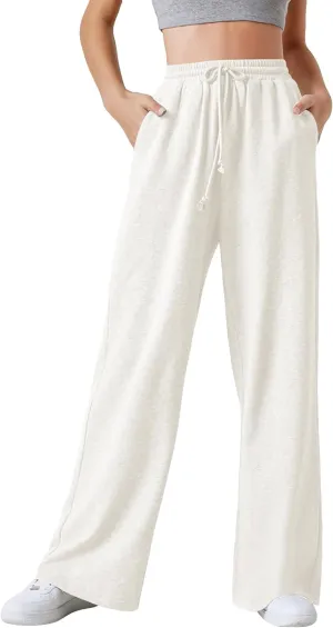 Floerns Womens Fall Drawstring High Waist Wide Leg Pants Sweatpants