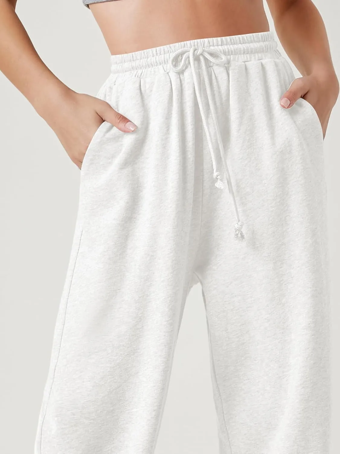 Floerns Womens Fall Drawstring High Waist Wide Leg Pants Sweatpants