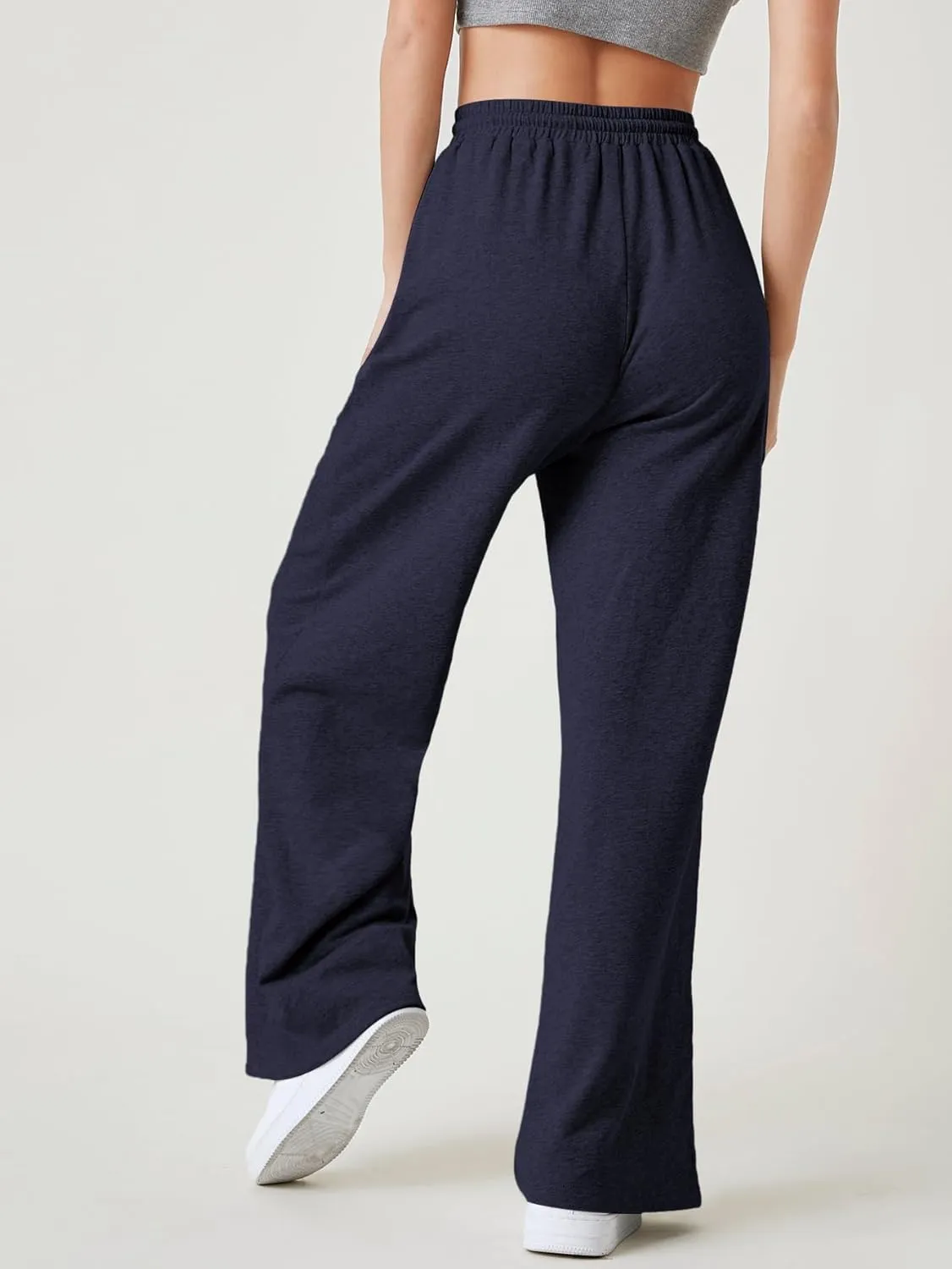 Floerns Womens Fall Drawstring High Waist Wide Leg Pants Sweatpants