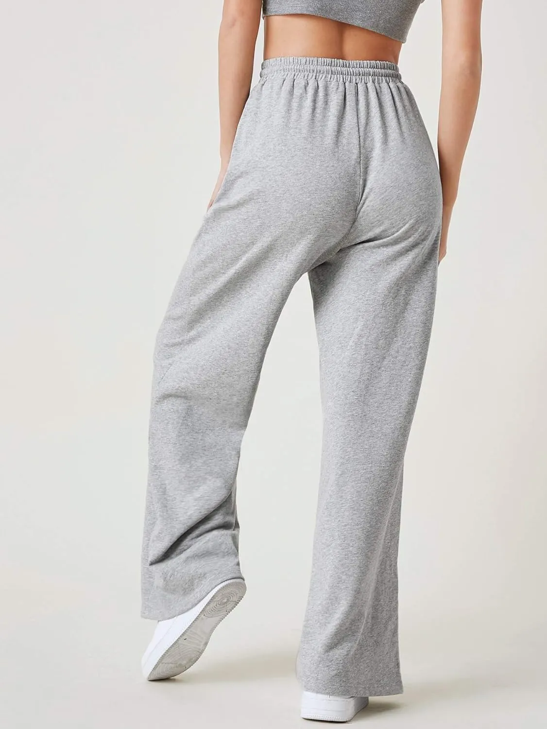Floerns Womens Fall Drawstring High Waist Wide Leg Pants Sweatpants