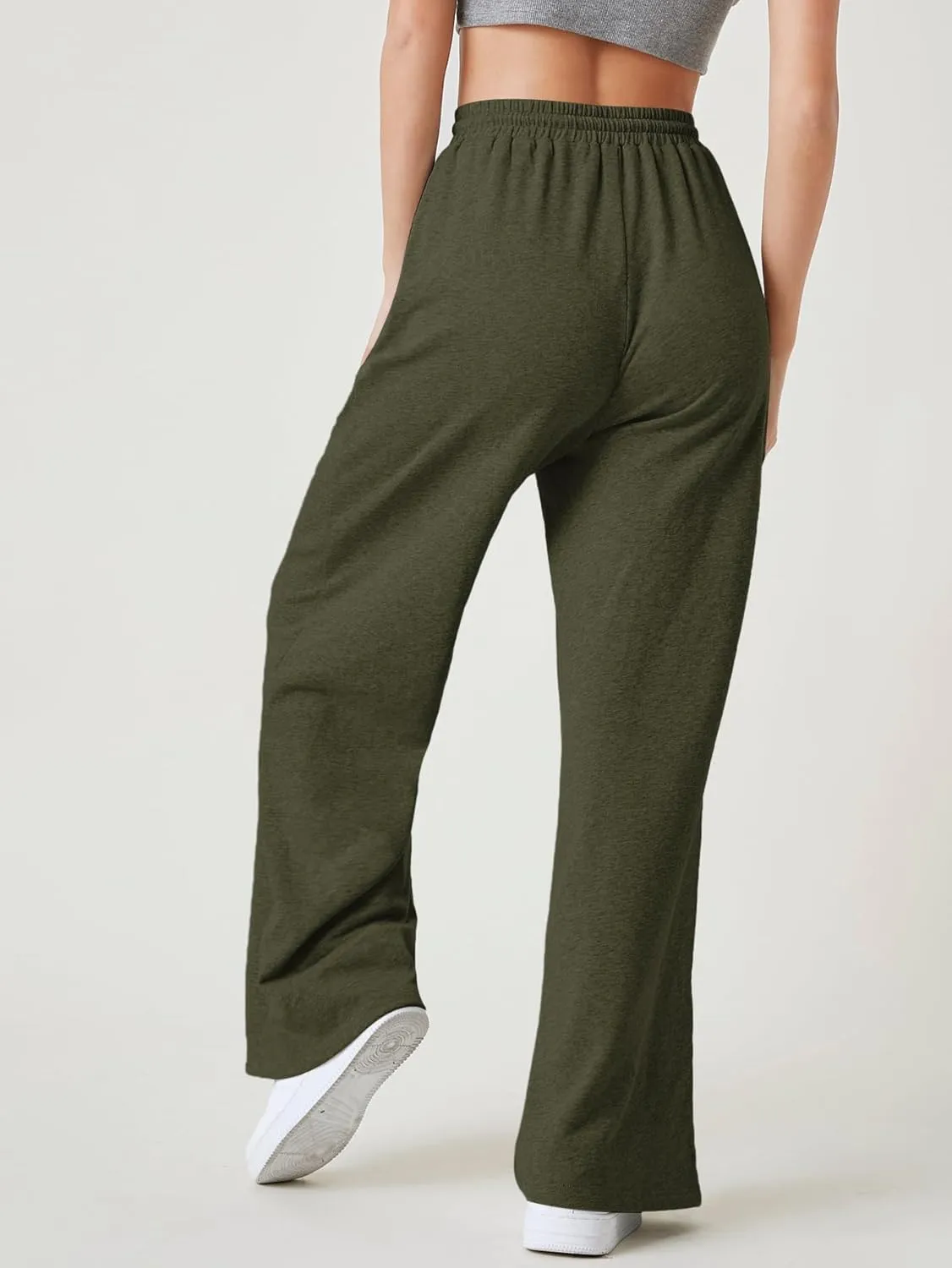 Floerns Womens Fall Drawstring High Waist Wide Leg Pants Sweatpants